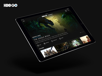 HBO GO for iPad black dark game of thrones hbo ipad on demand ui video vod