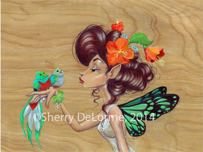 Plume fae fairy low brow painting sherry delorme traditional