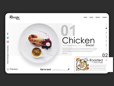 Recipe Book layout design dishes home screen homepage hotel landing page design recipe book layout restaurant ui web