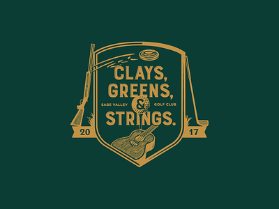 Clays, Greens, & Strings. eventbranding golf guitar guns onecolor screenprint