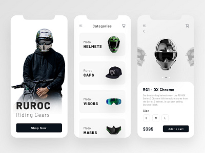 Ruroc Riding Gears E-commerce app design