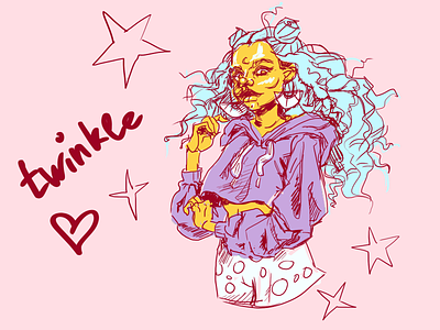 Twinkle, twinkle little star art blue hair characterdesign characters concept drawing girl girl character humanization humanize illustration nice painted photoshop art pink shine sketch star trend twinkle