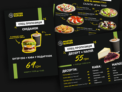 MasterBurger flyer design blackletter branding burger cafe branding design eat flyer print design