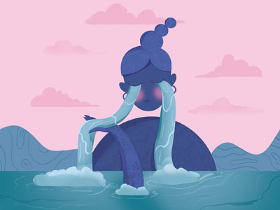 Princess dont cry ai animation artist blue character dribbble illu illustration illustrator mountains pink ps vector