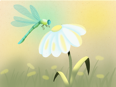 Dragonfly ai animation artist blue colors dragonfly dribbble flowers illustration illustrator insects motion graphics yellow
