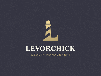 Levorchick Wealth Management | Logo badge finance financial gold icon lighthouse logo design logo mark monogram monogram logo nautical navy navy blue sea water wealth