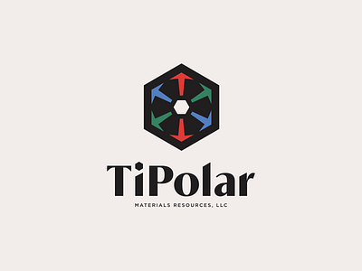 TiPolar | Logo arrow arrows blue green hexagon hexagon logo hexagonal lab laboratory light red rgb science serif technology titanium