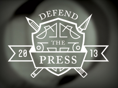 Defend The Press 12 musketeers banner defend exacto illustration letterpress pencil print