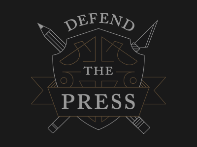 Defend The Press - Final 12 musketeers banner defend exacto illustration letterpress pencil print