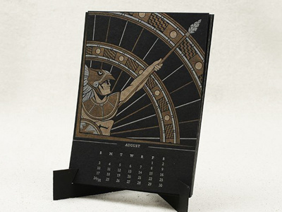 Calendar - Assembled (2014) 12 musketeers august aztec black calendar copper gold letter press letterpress silver warrior