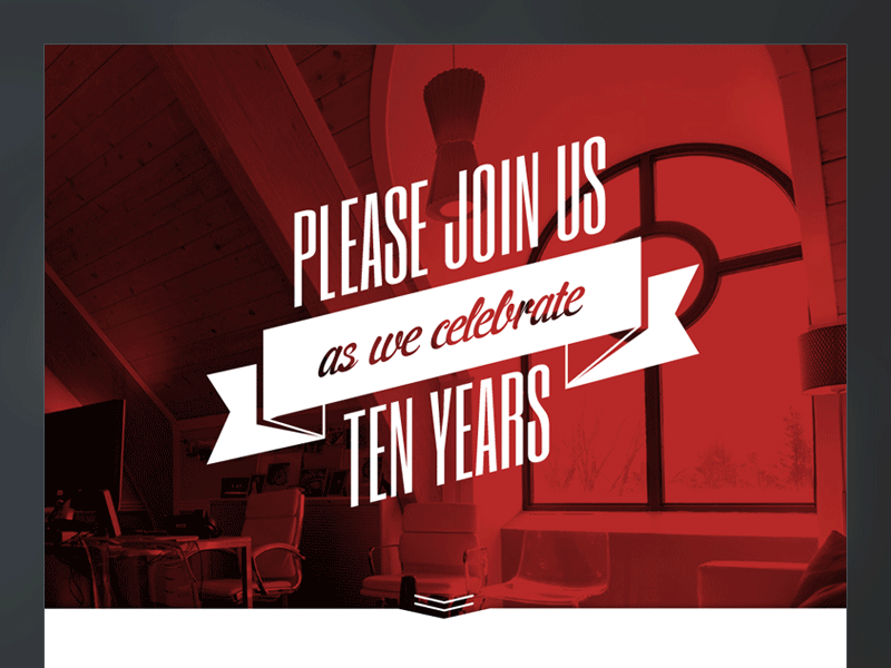 Fine Citizens Anniversary Invite grey invitation invite microsite red ribbon scroll typography web website