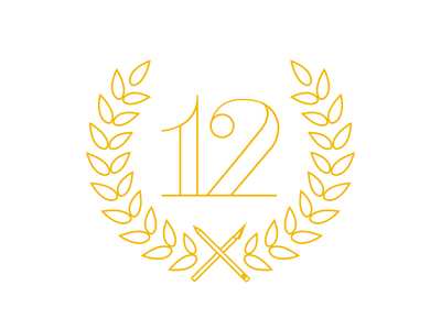 12 Musketeers - Awards Icon 12 award exacto icon letterpress logo musketeers pencil wreath