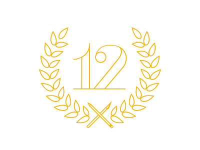 12 Musketeers - Awards Icon 12 award exacto icon letterpress logo musketeers pencil wreath