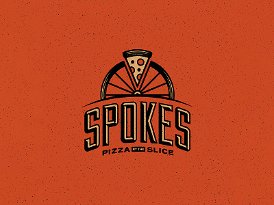 LOGO 02/30 - Spokes Pizza bike logo logomark mark pepperoni pizza red retro spoke spokes type wheel