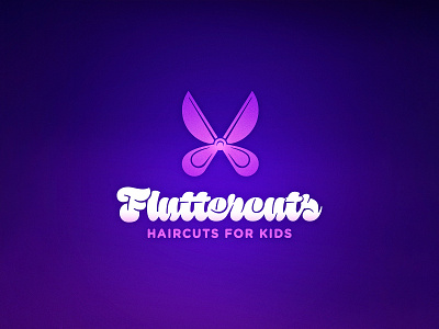 LOGO 03/30 - Fluttercuts barber butterfly children flutter funky kids logo logo mark salon scissors