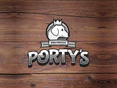 LOGO 10/30 - Porty's bar dog greg miller kinda funny king logo portillo wood