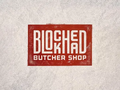 LOGO 14/30 - Blockhead Butcher Shop block butcher custom type logo meat red stamp texture type