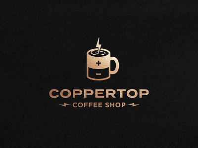 LOGO 15/30 - CopperTop Coffee Shop battery bolt coffee coffee shop copper lightning logo