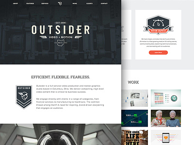 Outsider Entertainment - Website Redesign agency columbus ohio outsider portfolio scroll video website