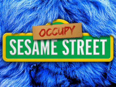 Occupy Sesame Street big bird cookie monster fur occupy wallstreet sesame street type