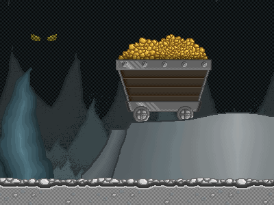 Pixel Pushing cave game minecart pixel videogame