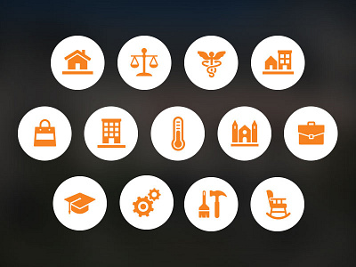 Industries | Icons building business climate education healthcare home icons illustration industry justice temperature