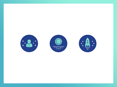 Wave | Icons blue gradient green icon icons navy person profile rocket space stars sun sun rise
