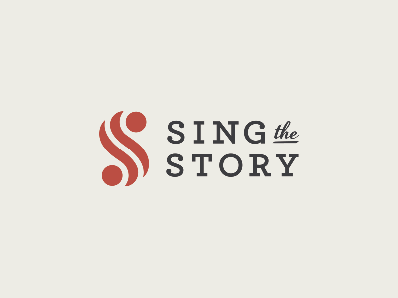 Sing the Story | Logo Option A archer branding choir church flame hymn hymnal letter logo mark mark icon symbol monogram publisher red religion sing space story