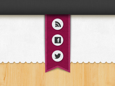 Social Ribbon blog facebook magenta ribbon rss social texture twitter ui web wood