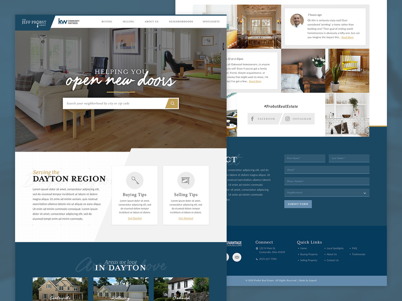 The Jeff Probst Group | Website angle blue gold home real estate realtor realty ui web design website websites