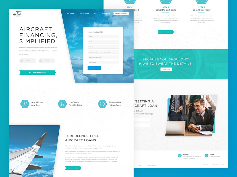 AvCap | Website angle aviation blue cloud financial gradient green loan plane sky web web design website wing