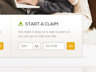 GI - Start A Claim button field form insurance ui web