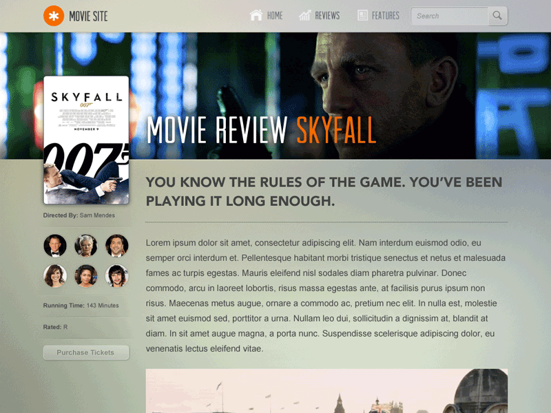Movie Blog - Review Layout [GIF] animated avengers blog cinema cloud atlas film gif movie review skyfall ui web website