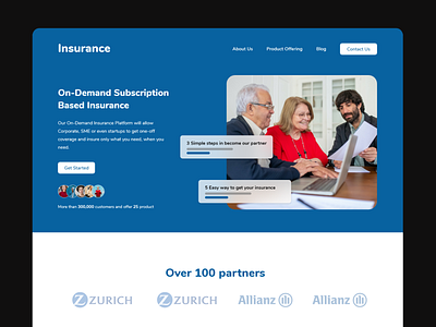 Insurance landing Page Web & Mobile UX