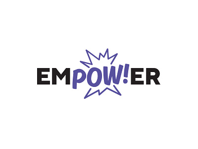 Empower black bubble comic logo pow power violet