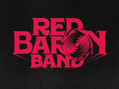 Red baron band logo 3d black logotype music plane propeller psychedelic red retro rock typography vintage