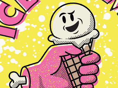 current branding project close-up bone cone hand ice cream pink yellow