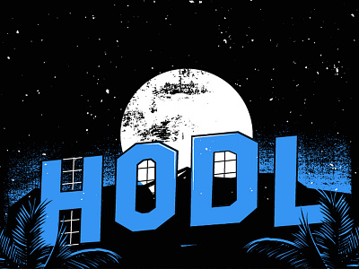 bitcoin themed illustration sneak peek bitcoin btc cryptocurrency hollywood moon night palm sign