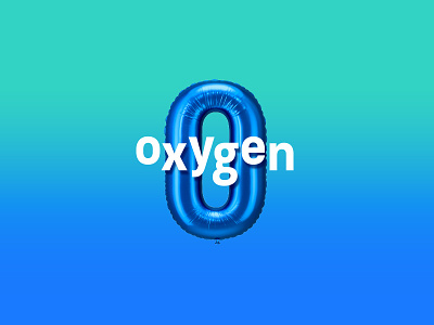 Oxygen PR air balloon blue foil green letter logo o oxygen