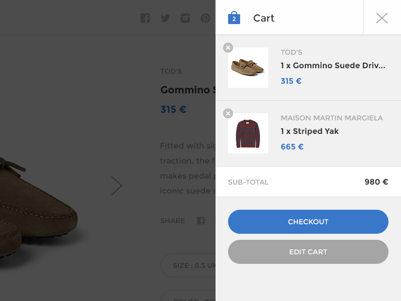 Add To Cart Sidebar by Axel Bouaziz on Dribbble