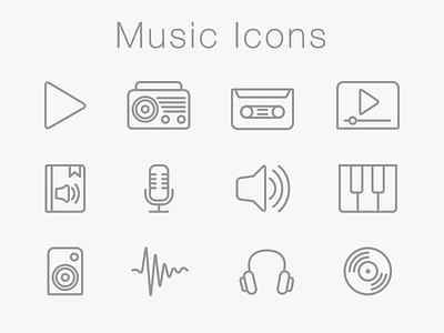 Music Icons Set audio book icon icons iconset media microphone music pictograms pixel perfect radio sketch app wave