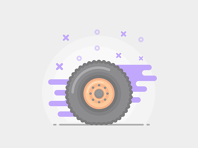 Wheel auto color flat icon illustration outlined sketch style wheel