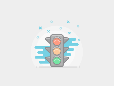 traffic light car color flat icon illustration light outlined sketch style vector