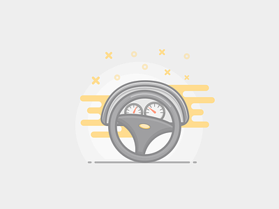 Steering Wheel car color dashboard flat illustration sketch steering style vector wheel