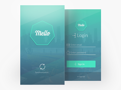 Sync And Login app cards colors interface login mello screens sign in sync ui ux