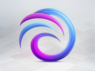 Avrud blue clockwise logo magenta swirl wave