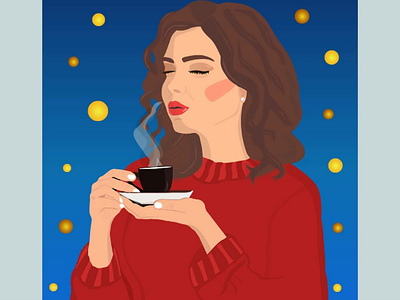 Coffee time 🙂 woman drinking coffee red