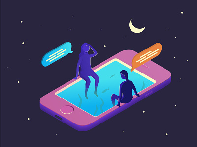 Space chat chat illustration illustrator iphone isometry moon person space stars