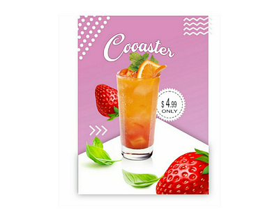 Poster design coaster coraldraw strawberry mint design drinks drop shadow summer typography