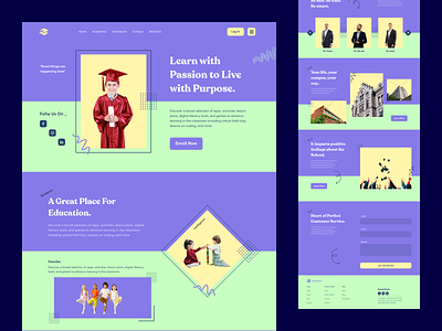 Education - Website Landing Page Design academic class clean e learning education home page kid landing page learn modern online sakib school student study teacher tutor ui web website